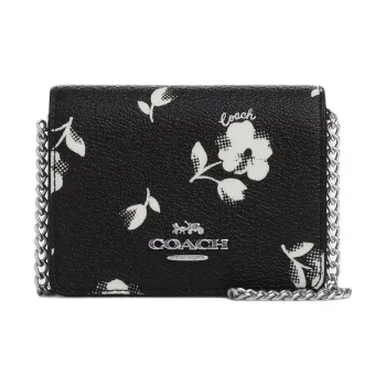 COACH Chain Canvas With Leather Chain Bag Shoulder Bag Crossbody Bag Wallet Mini Women's Black