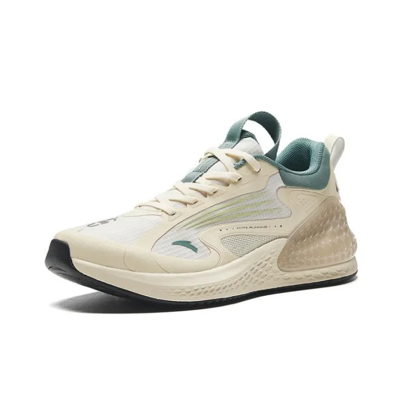 Anta C37+ Anti Slip Wear Resistant Low Top Casual Running Shoes Women's Beige White Green-1
