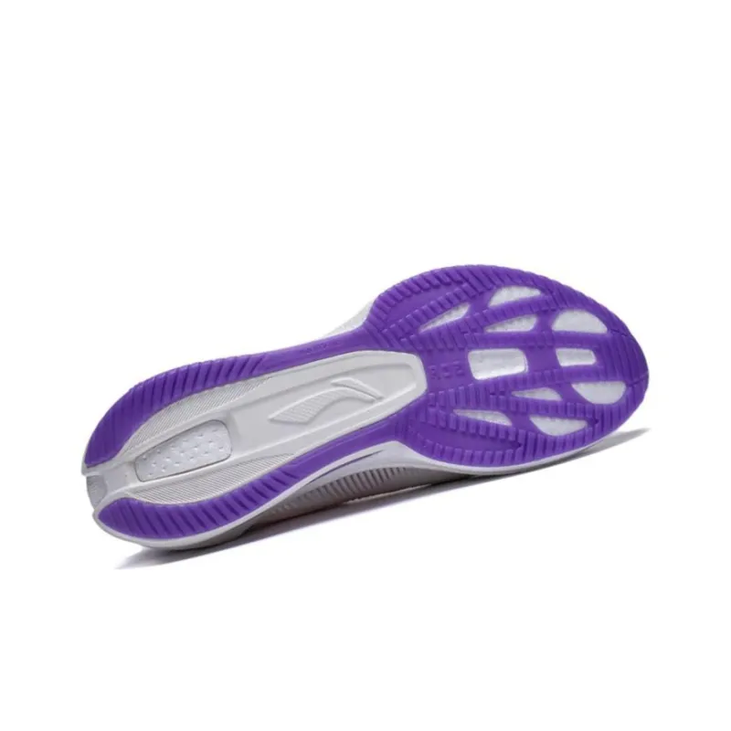 LiNing Super Light 20 Cushioned Slip Resistant Abrasion Resistant Low Top Sprint Running Shoes Women's White Purple-4