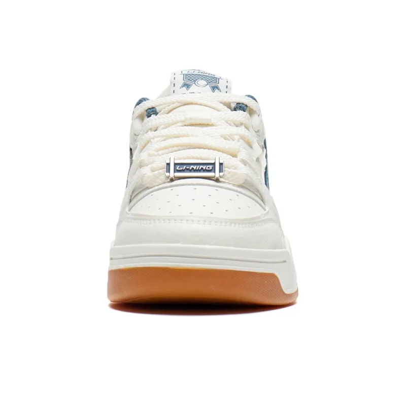 LINING Skateboard Shoes Men Low Top Mist White/Evergreen-4
