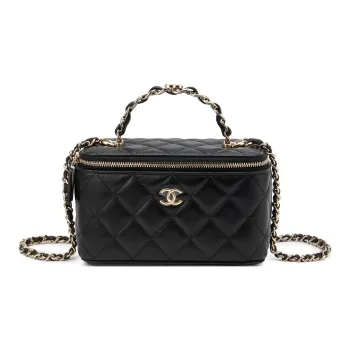 CHANEL Sheepskin Box Bag, Makeup Bag, Handbag, Shoulder Bag, Crossbody Bag Women's Black