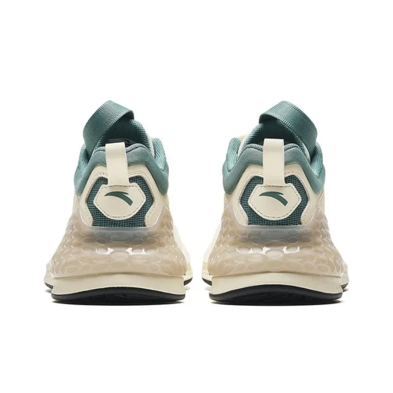 Anta C37+ Anti Slip Wear Resistant Low Top Casual Running Shoes Women's Beige White Green-3