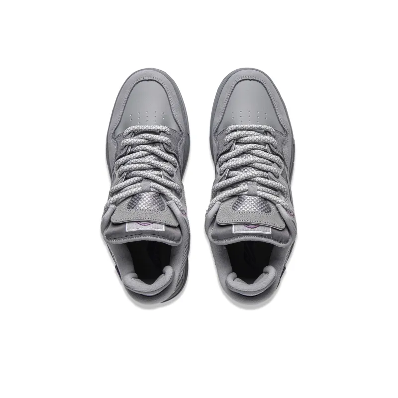 PLEASURES x LiNing Wave Slip Resistant Low Top Skateboard Shoes Men's Gray-3