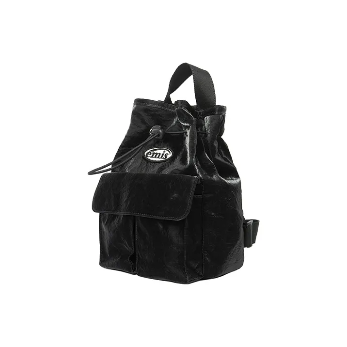 Emis Polyurethane Backpack Mini Unisex Black-1