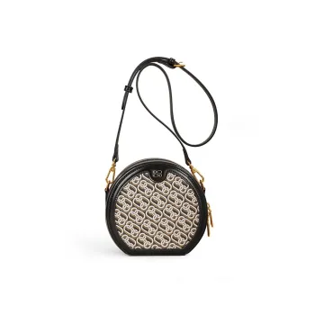 TOMATO&POTATO PVC Small Round Bag Shoulder Bag Crossbody Bag Small Size Women's Black