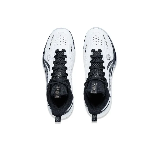 LiNing Sonic Team Shock Absorbers Mid Top Basketball Shoes Men's White Black-2