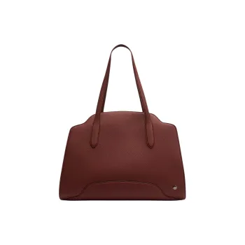 Loro Piana Sesia Grained Calfskin Tote Bag Shopping Bag Handbag Extra Large Women's Burgundy