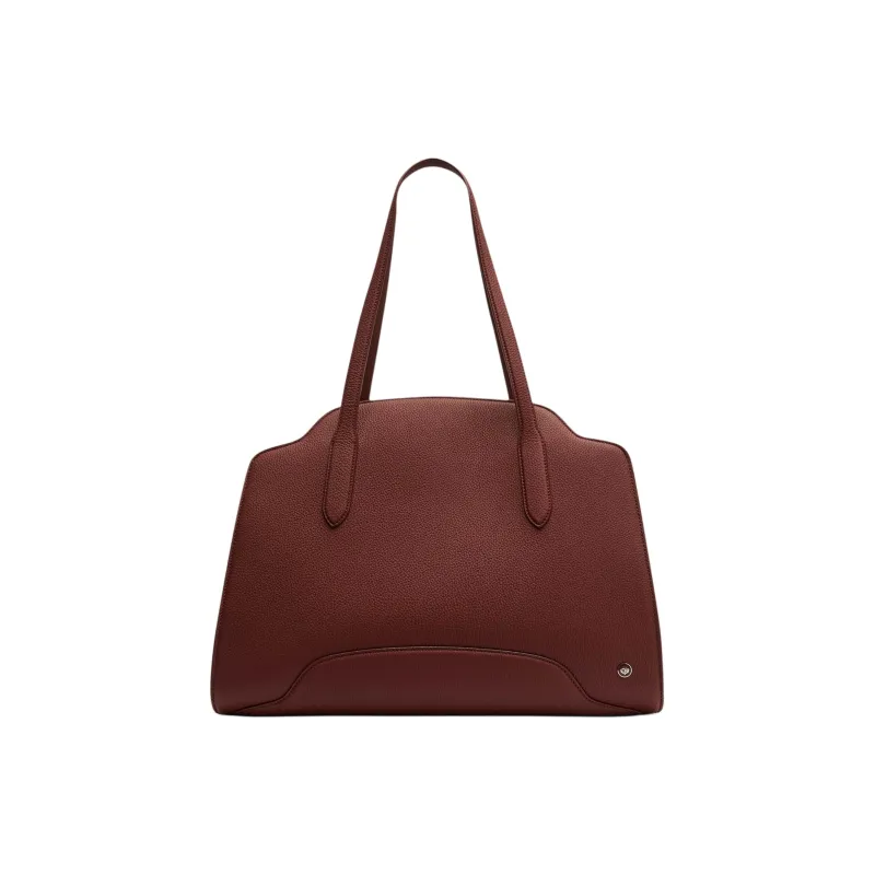 Loro Piana Sesia Grained Calfskin Tote Bag Shopping Bag Handbag Extra Large Women's Burgundy-0