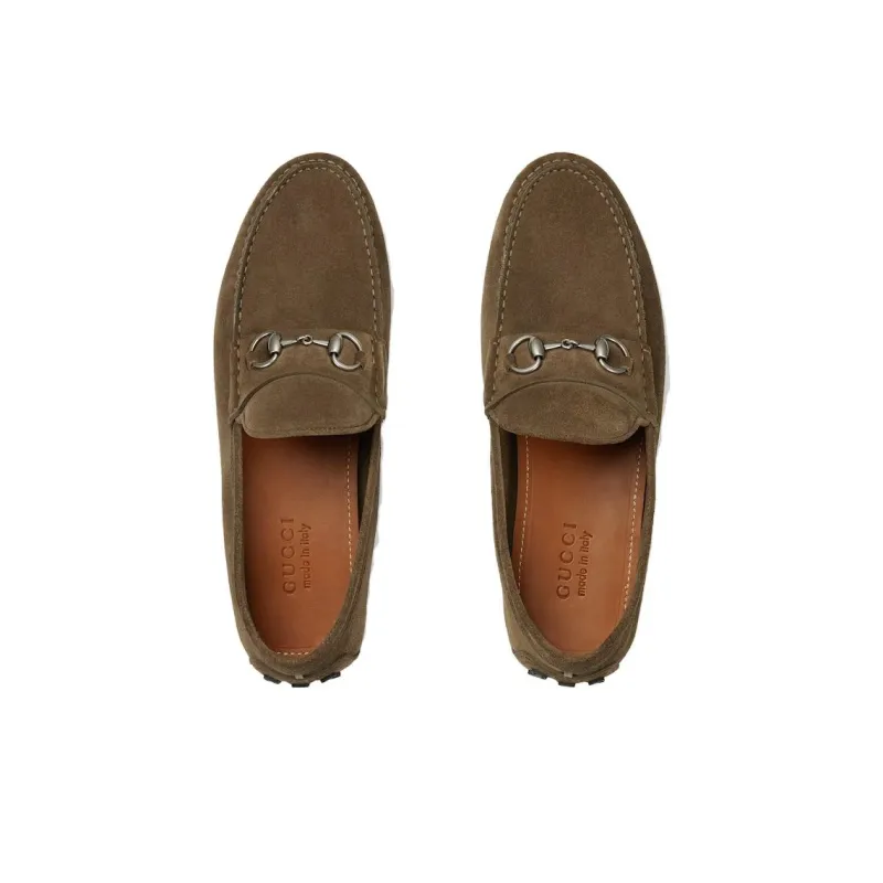 GUCCI Horsebit Suede Driving Shoes-4