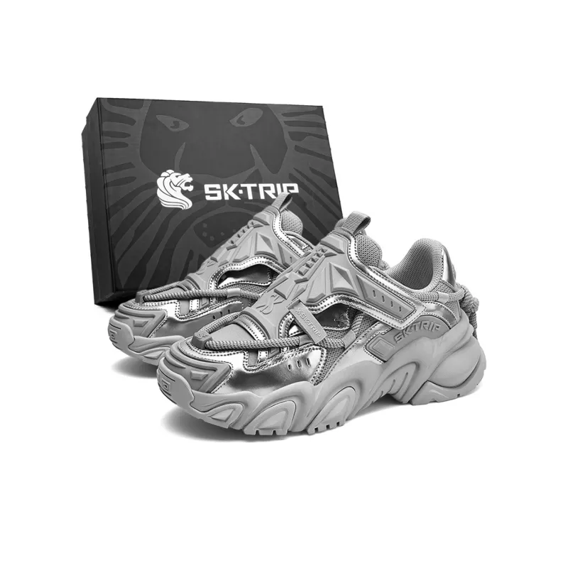 SK.TRIP Mecha Low-Top Chunky Sneakers Men's Titanium Gray-5