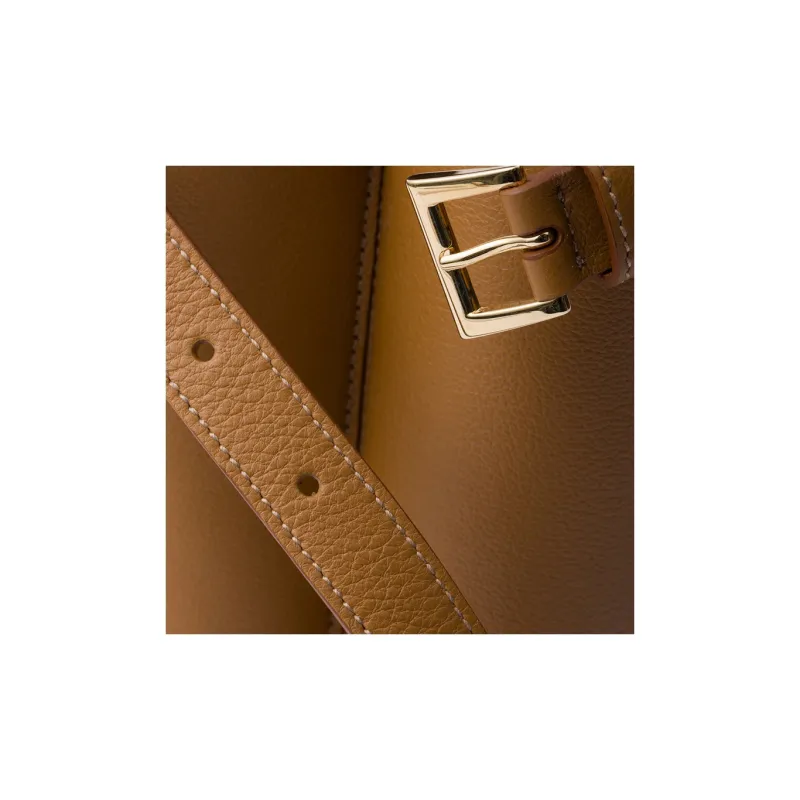 PRADA Leather Shoulder Bag Crossbody Bag Handbag Medium Size Women's Caramel Brown-4