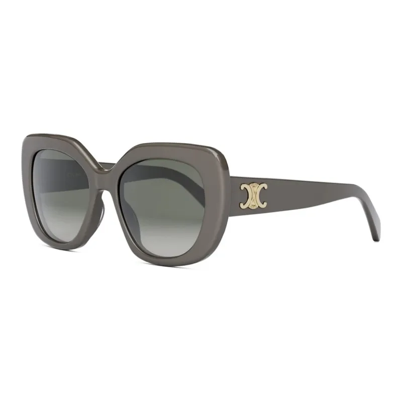 CELINE Acetate Irregular Shape Sunglasses Women's Gray-1