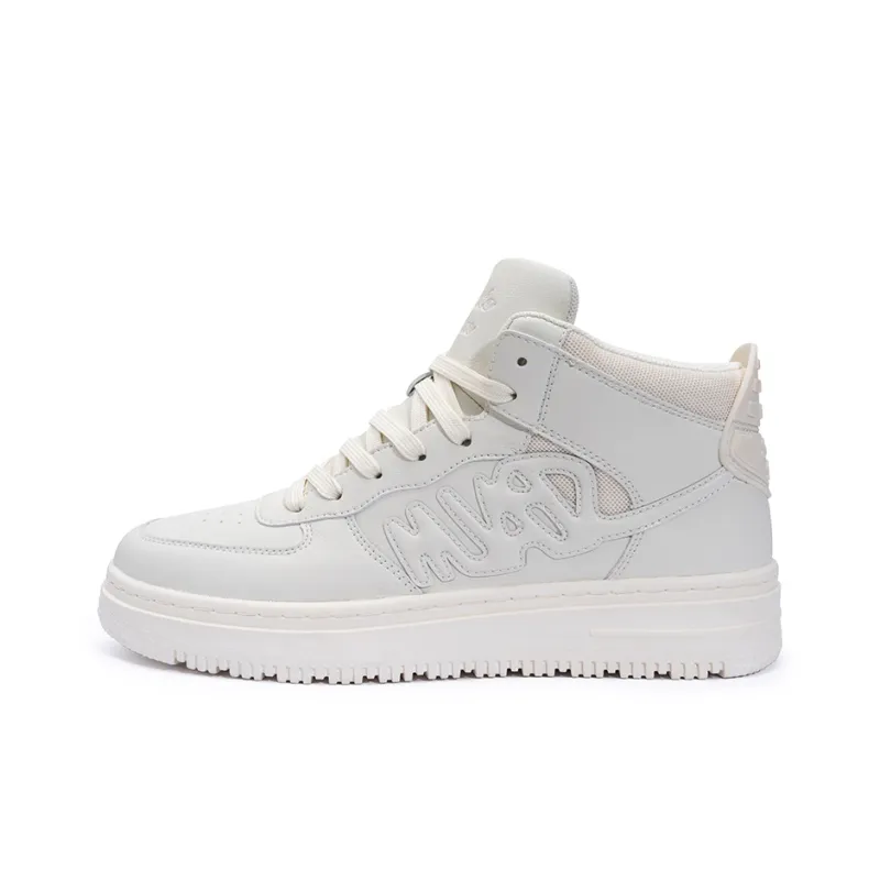 Seattle Palm Anti Slip Wear Resistant High Top Skateboard Shoes Men's White-0