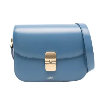 A.P.C Grace Calfskin Crossbody Bag, Shoulder Bag Small Size Women's Sea Blue