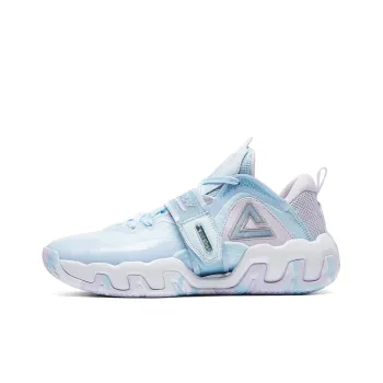PEAK Rockman 1.0 V2 Sea Salt Ice Cream Color Scheme Cushioning Rebound Low Top Basketball Shoes Men's Fine Blue
