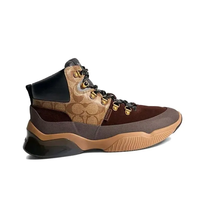 COACH Citysole High-Top Sports Casual Shoes Men's Brown Red-1