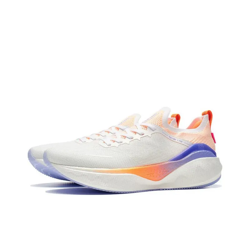 LiNing YueYing 3.0 Pro Durable Breathable Low Top Marathon Running Shoes Men's White Orange Purple-2