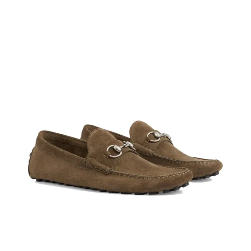 GUCCI Horsebit Suede Driving Shoes-2