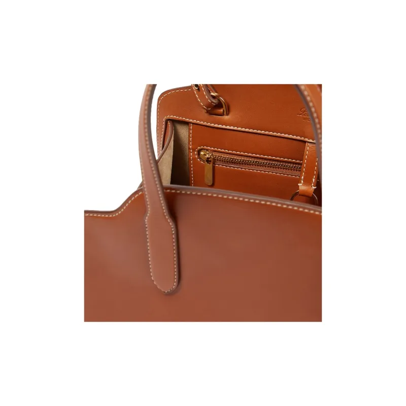 Loro Piana Sesia Calfskin Tote Bag Shopping Bag Shoulder Bag Crossbody Bag Handbag Medium Size Women's Brown-2
