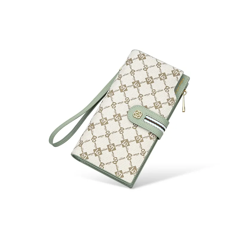 WilliamPOLO PVC Wallet Medium Size Women's Green/White/Dusty Pink-5