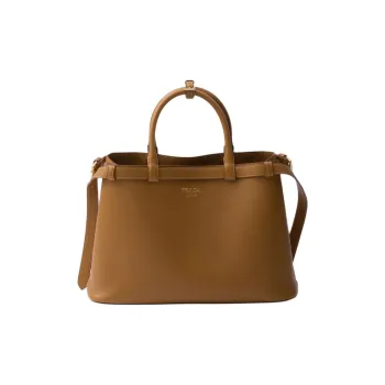 PRADA Leather Shoulder Bag Crossbody Bag Handbag Medium Size Women's Caramel Brown
