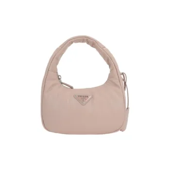 PRADA Lambskin Crossbody One Shoulder Handbags Women's Beige Pink