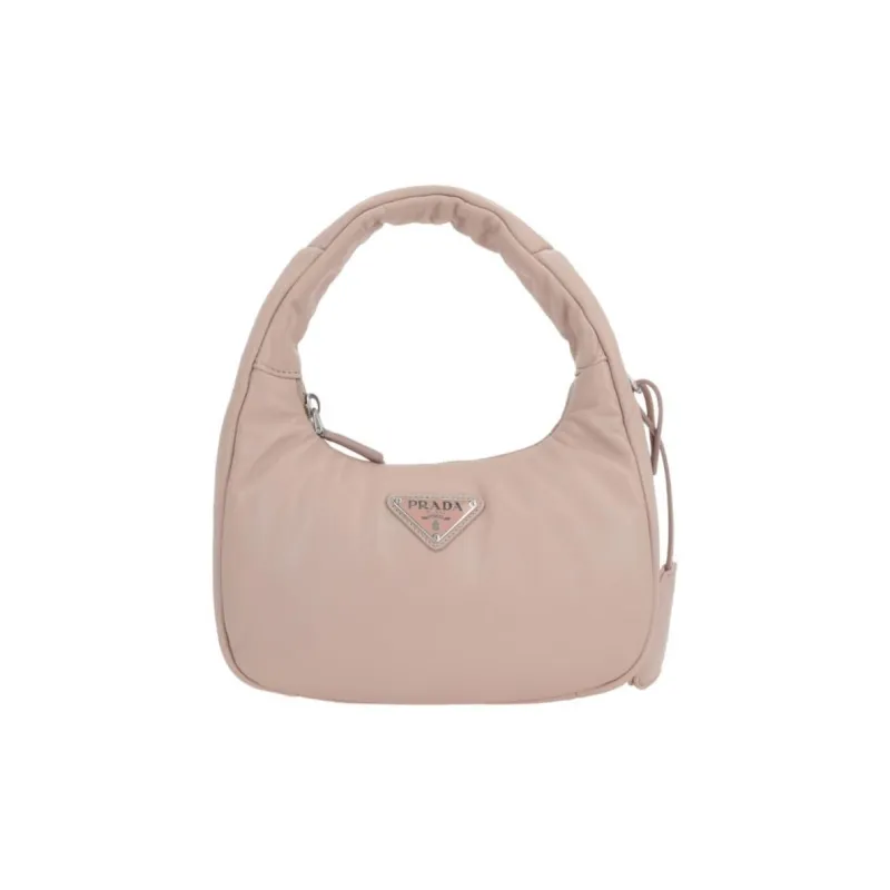 PRADA Lambskin Crossbody One Shoulder Handbag Women's Beige Pink-0