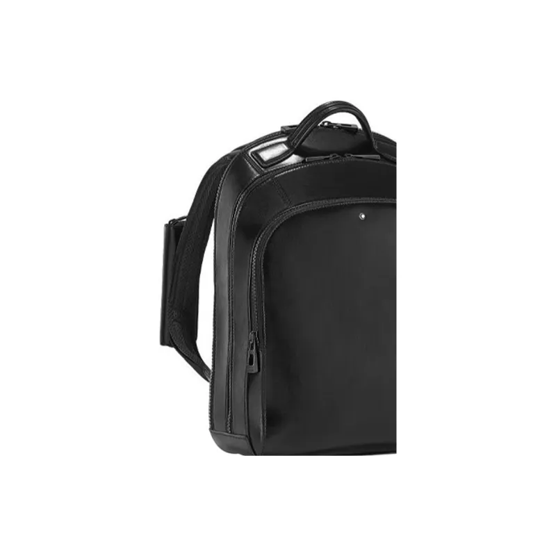 MONTBLANC Shiny Leather Backpack Small Size Men's Black-3