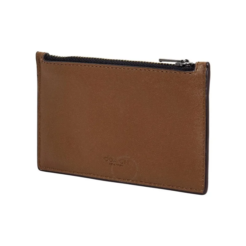 COACH Card Case Calfskin Wallet, Coin Purse, Card Holder Men's Brown-1