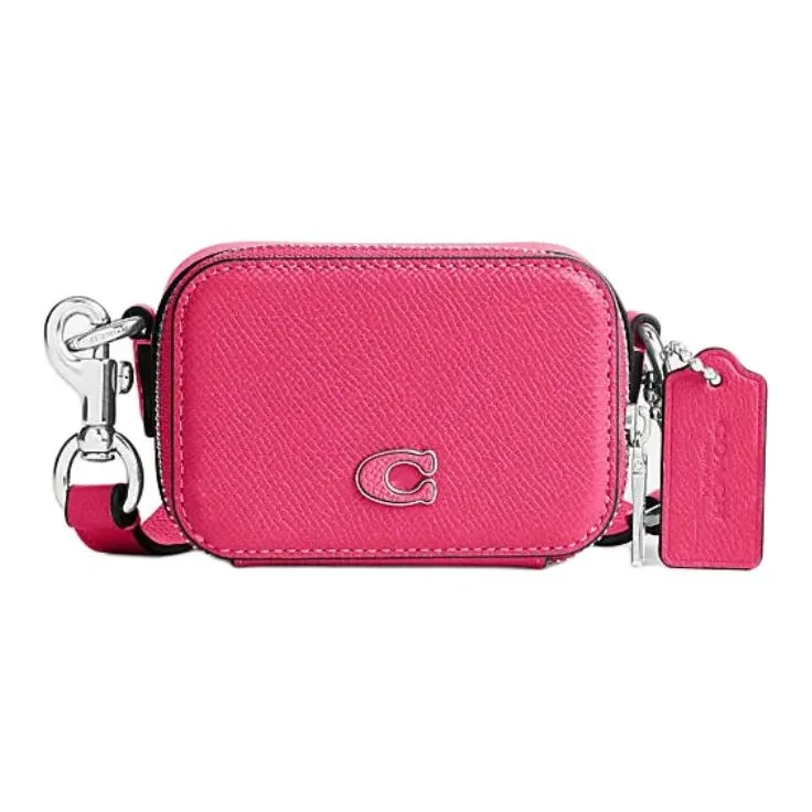 COACH Cow Leather Camera Bag, Shoulder Bag, Crossbody Bag Mini Women's Bright Plum Red-0