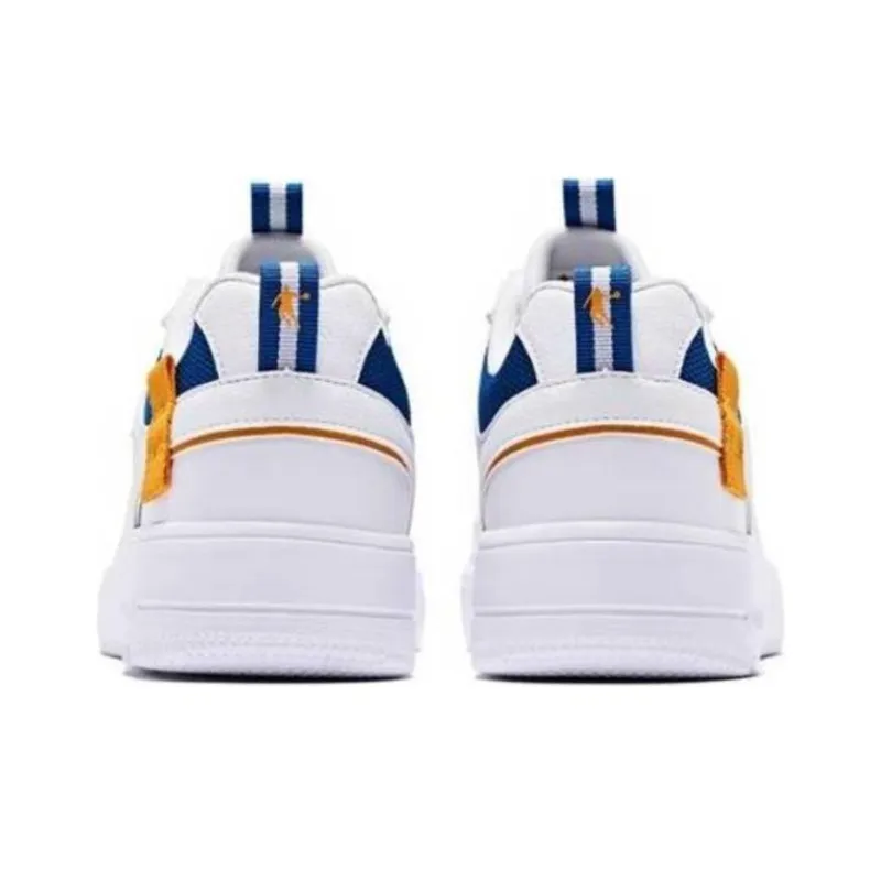 QIAODAN Slip Resistant Breathable Low Top Skateboard Shoes Men's White Blue-3