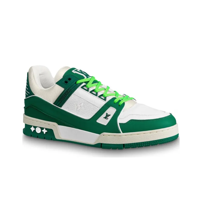LOUIS VUITTON Trainer Sneakers 'White Green'-1