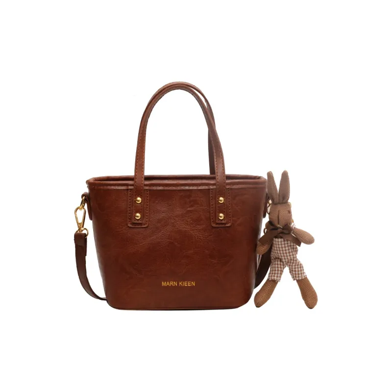 Morellybear Pu Tote Bag Shopping Bag One Shoulder Handbag Crossbody Bag Regular Women's Black/Brown/Coffee/Ecru-22