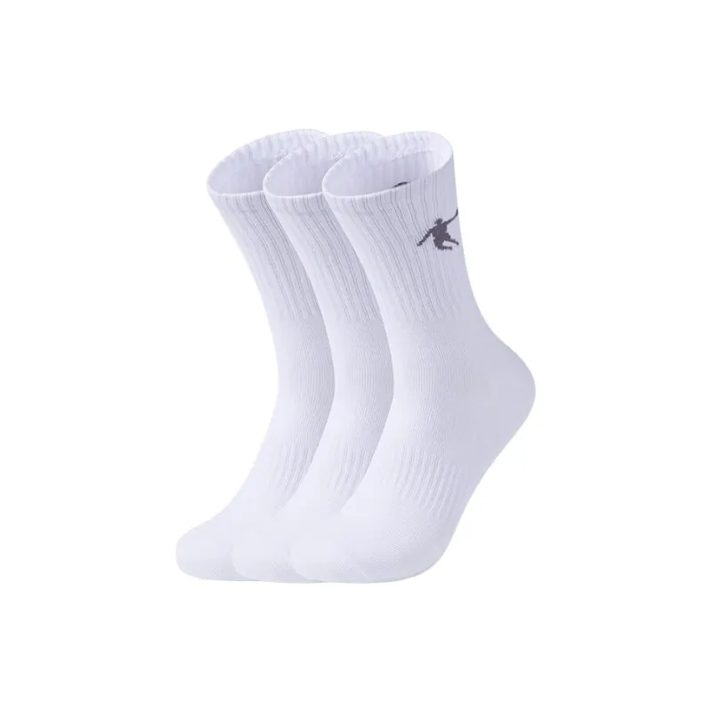 QIAODAN Knee High Socks Men's 3 Pack White-0