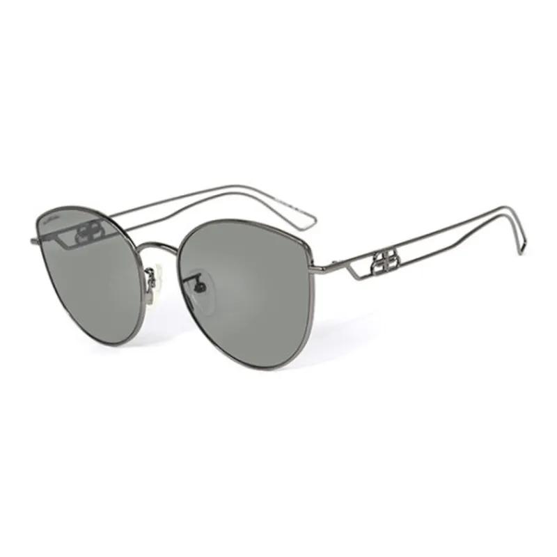 Balenciaga Metal Irregular Shape Sunglasses Women's Silver Gray-0