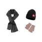 Dark Gray Scarf+Khaki Glove+Hats & Caps