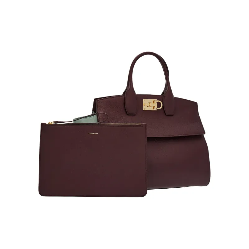 FERRAGAMO Studio Calfskin One Shoulder Handbags Medium Size Women's Deep Red-1