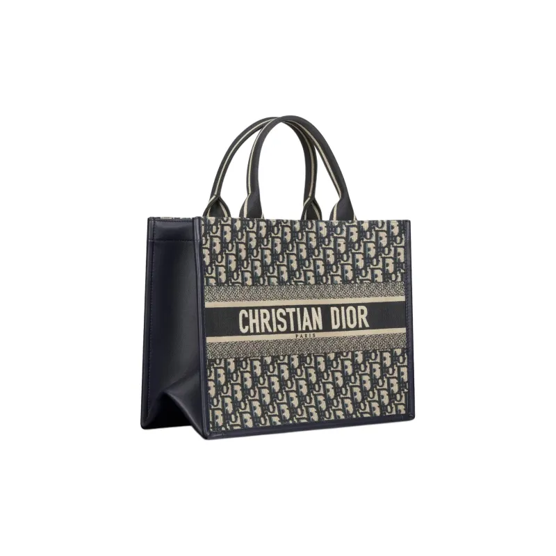 DIOR Oblique Print Embroidery Tote Bag, Shopping Bag, Handbag Medium Size Women's Blue-2