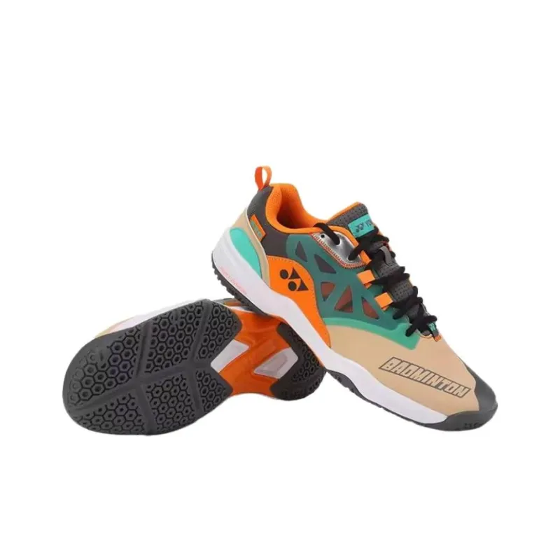 YONEX Cushioning Wear Resistant Low Top Badminton Shoes Unisex Brown Beige Yellow-4
