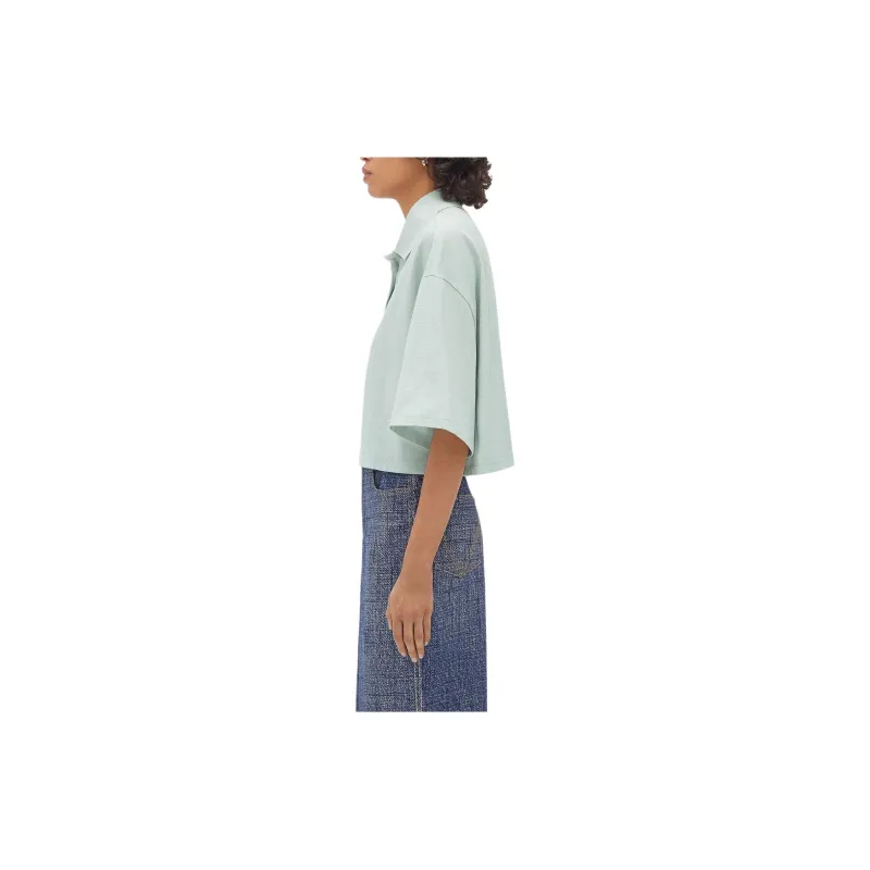 Bottega Veneta Collared Short Sleeve Cropped Polo Shirt-2