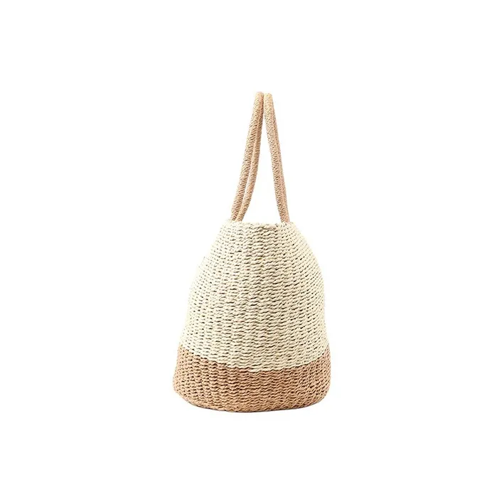 CHUMS Paper Basket Bag, Tote Bag, Shopping Bag, Handbag Unisex Ecru & Brown-1