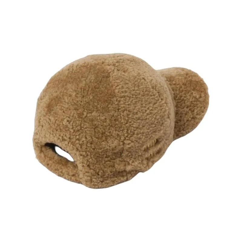 MIU MIU Leather Artificial Wool Baseball Caps Women's Brown-1