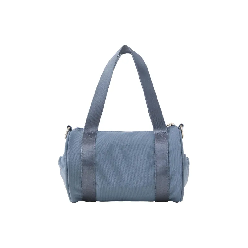 Emis Nylon Cylinder Bag Portable Crossbody Bag Shoulder Bag Unisex Gray Blue-3