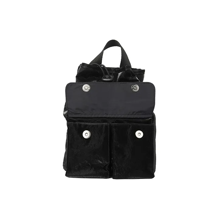Emis Polyurethane Backpack Mini Unisex Black-3