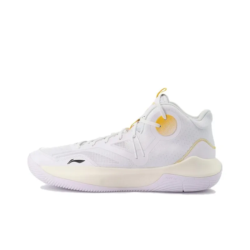 LINING Sonic 9 Team Basketball Shoes Men Mid Top White/Orange-0