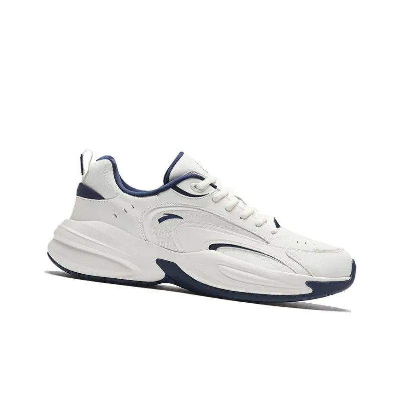 Anta ACE Anti-Slip Wear-Resistant Low-Top Sports Casual Shoes Men's White Dark Blue-1