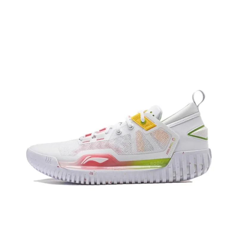 LiNing Anti-5 Low Cushioned Wear-Resistant Lightweight Low-Top Basketball Shoes Unisex White Red Yellow-0