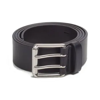 Bottega Veneta Two Tone Patchwork Pin Buckle Leather Belts Men's Black