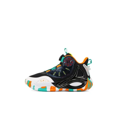 361° Cushioning Wear Resistant Low Top Basketball Shoes Kids Black White