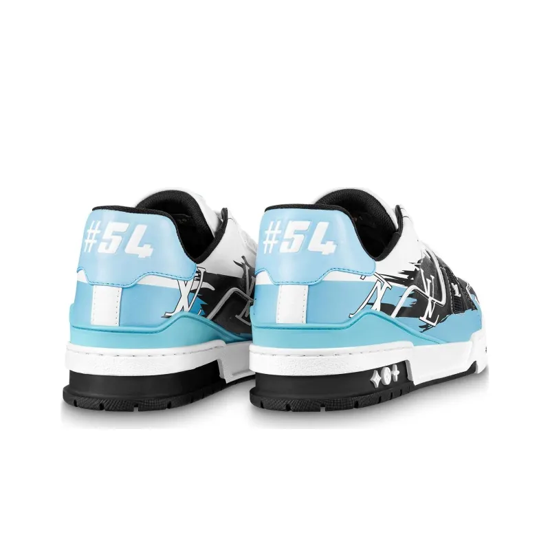 LOUIS VUITTON Lv Trainers 'White Black Blue'-3